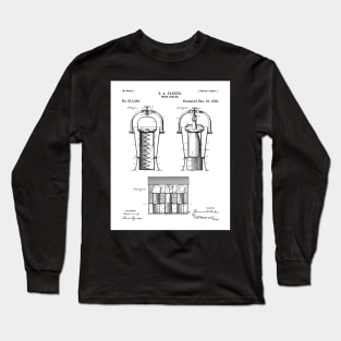 Wine Cooler Patent - Wine Lover Kitchen Cafe Decor Art - White Long Sleeve T-Shirt